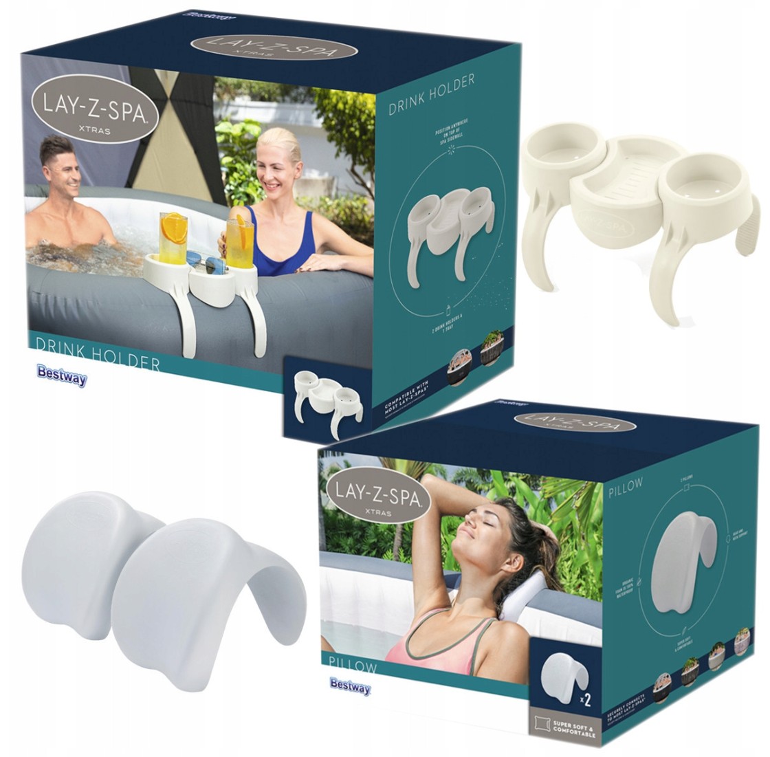 Bestway 60306 Lay-z Držák Na Nápoje Do Bazénu Spa 2 Polštář Spa 60307
