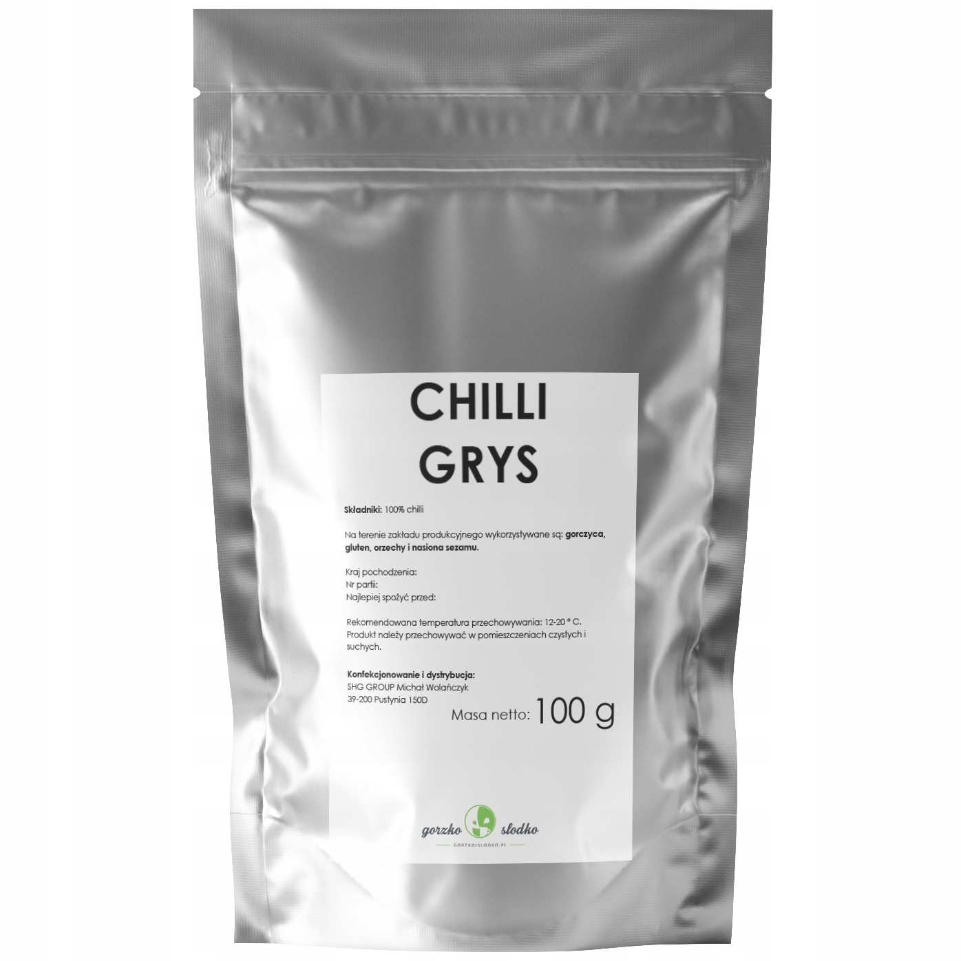 CHILLI GRYS papryka ostra chili 0,1 kg Marka Koszyk-Zdrowia