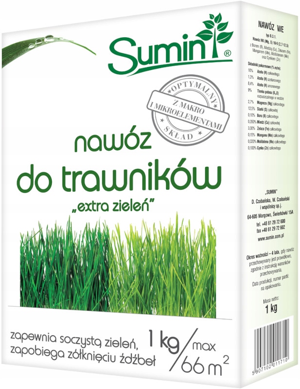 SUMIN NAWÓZ DO TRAWNIKÓW EXTRA ZIELEŃ do trawy 1000 g
