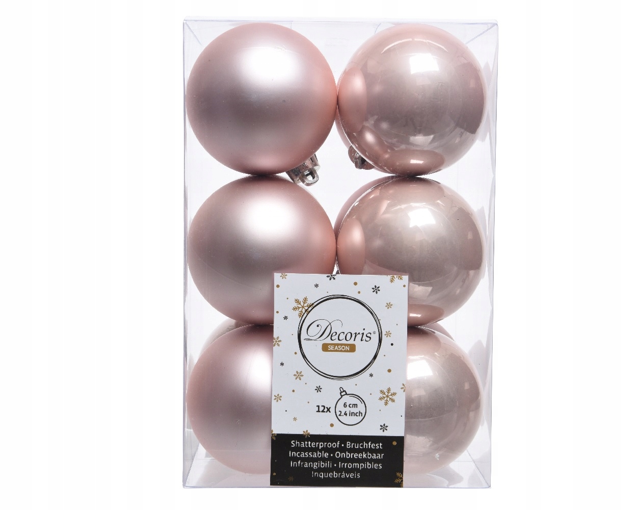 

Bombki Ozdoby Święta 6CM 12SZT Różowa Perła 422