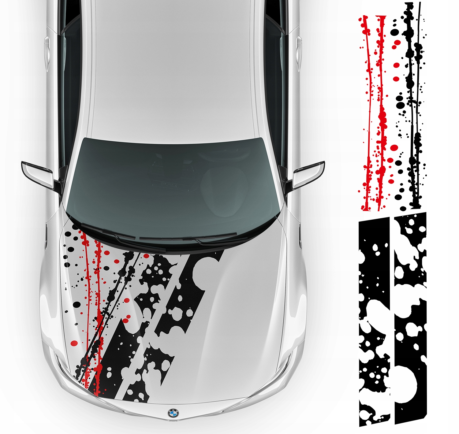 Samolepka Grafika na auto Masku Motiv Kleksy Pásky Tečky 42x263 Barvy