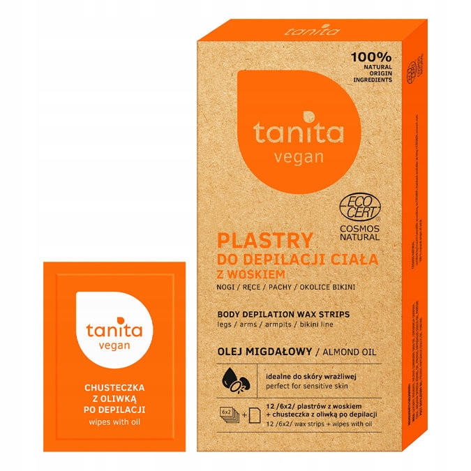 

Tanita Vegan, Plastry do depilacji ciała z olejem