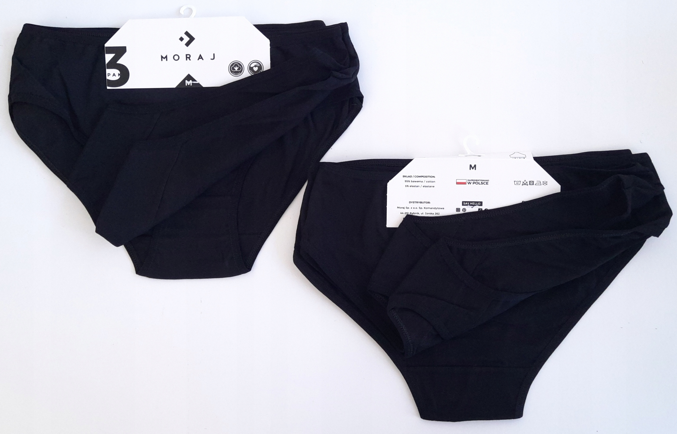 MORAJ figi damskie CZARNE gładkie bawełna 6pak 2XL Rozmiar XXL