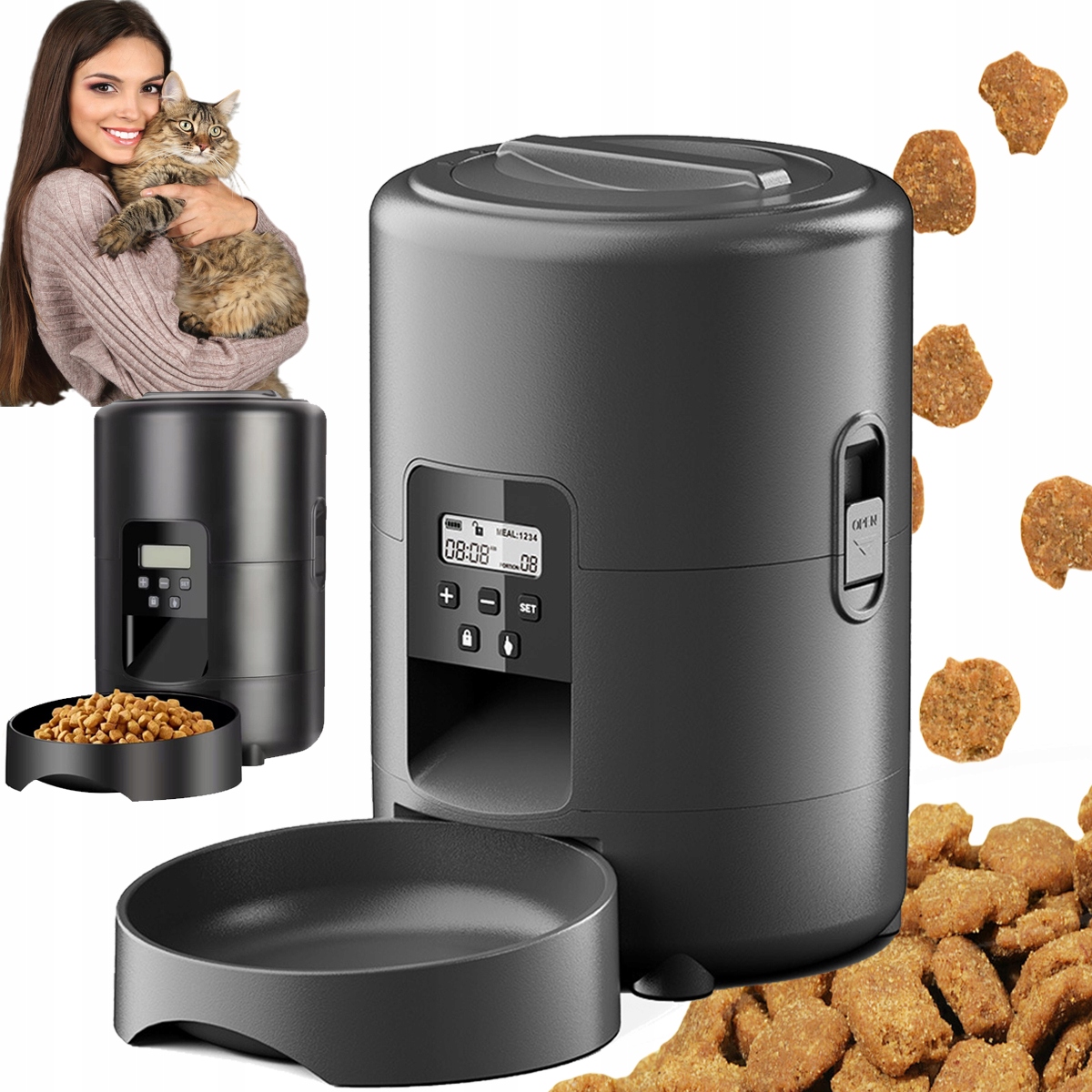 Automatický Dávkovač Misky Na Krmivo Pro Psa Kočku 2 L Smart Podavač Černý