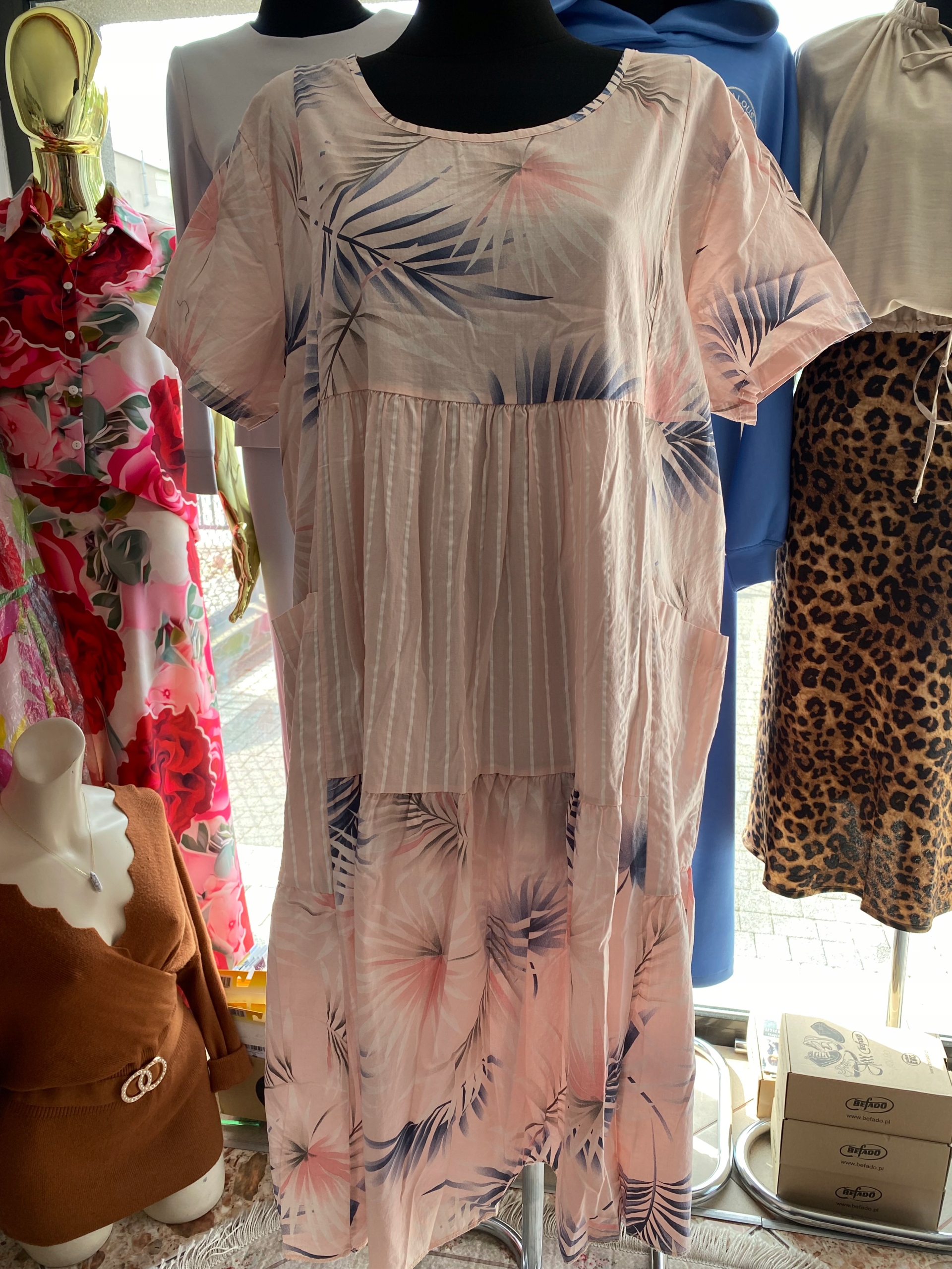 Šaty Letní růžová s modrou od firmy New Collection velikost uni