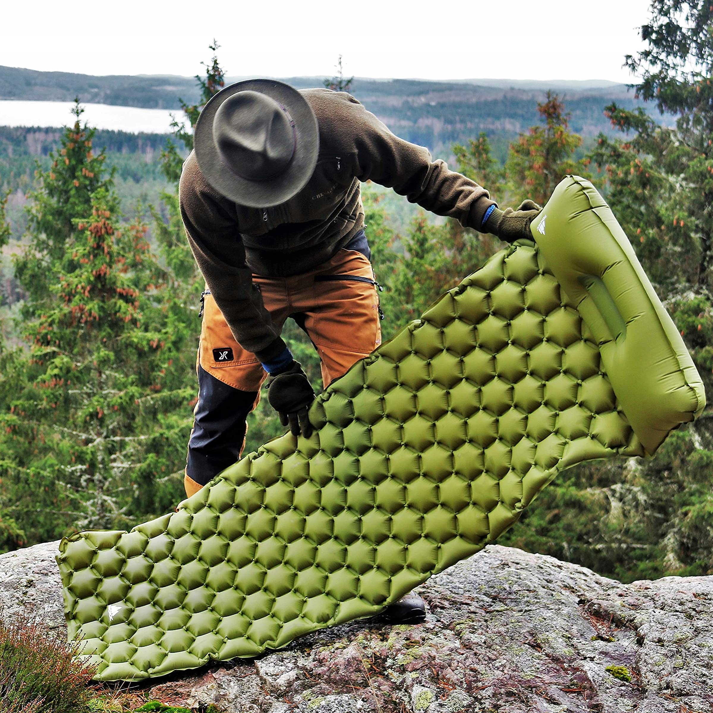 lehká malá turistická podložka 2 v 1 matrace polštář campingová podložka survival