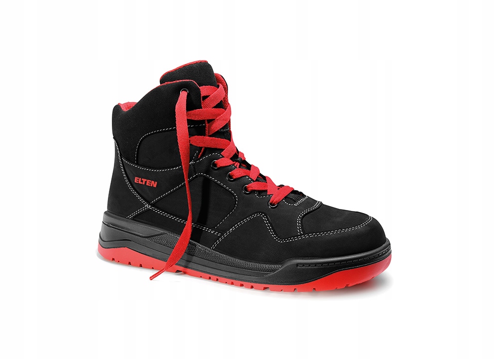 Černo-červené kotníkové boty Elten Maverick Mid Esd S3 vel. 48