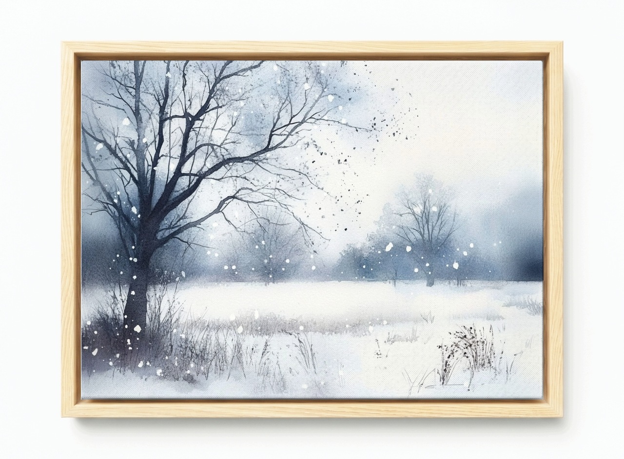 Obraz Rám Americký Box Krajina Dřevo Zima Sníh Závěje Mráz 60x40