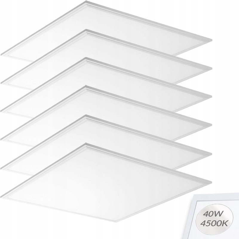 6x Natynkowy Plafon Duży Panel Led Sufitowy Kaseton Lampa 4500K 40W 60x60