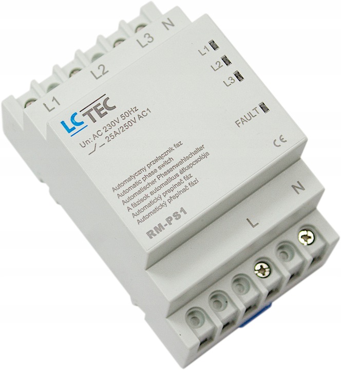 

Automatyczny Przełącznik Faz 230V 25A 150MS Lc-tec