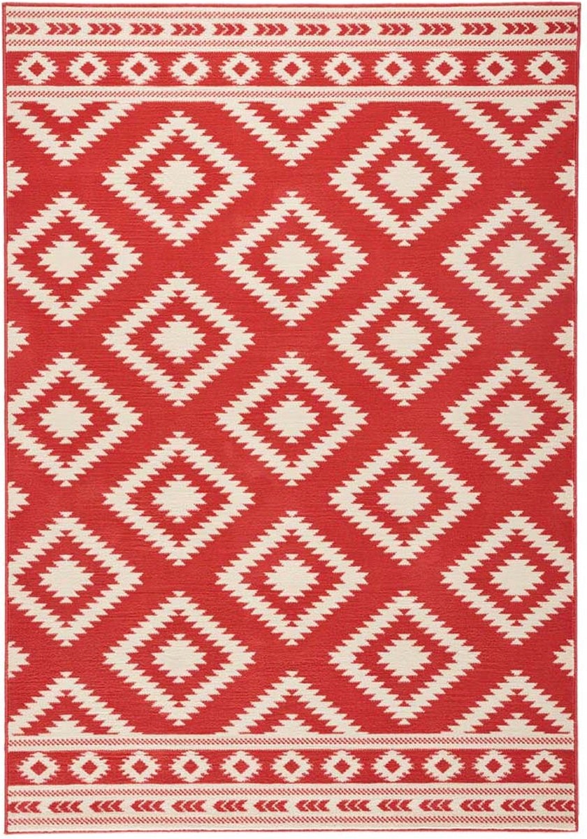 Koberec moderní 200 x 290 cm do obývacího pokoje, červeno krémový s měkkým vlasem