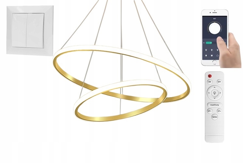Lampa Ringi Złota 60 40CM 62W Bluetooth Pamięć Darmat Light 429
