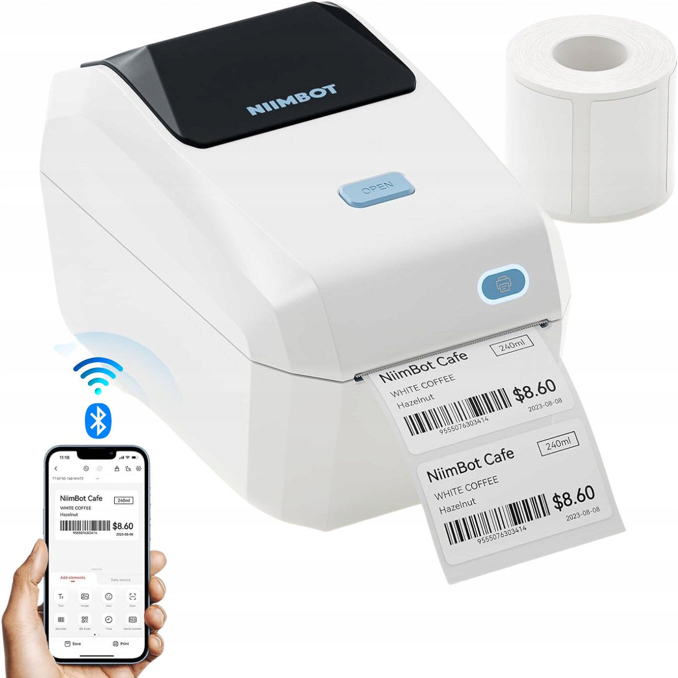 Termotlačiareň WiFi Bluetooth pre samolepiace štítky Niimbot K3_W K3