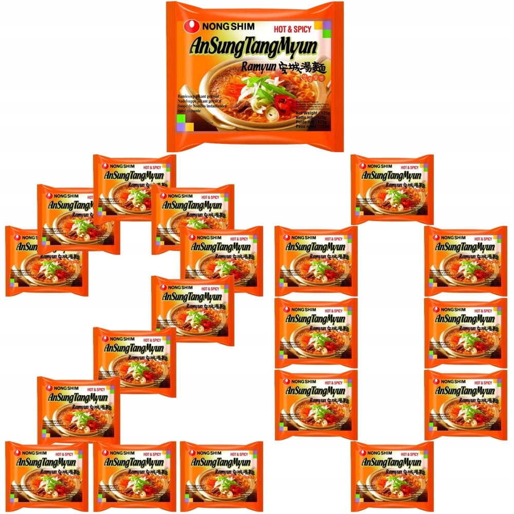 Levně 20 x Korejská instantní polévka AnSung Ramyun Ostrá 125 g Nong Shim
