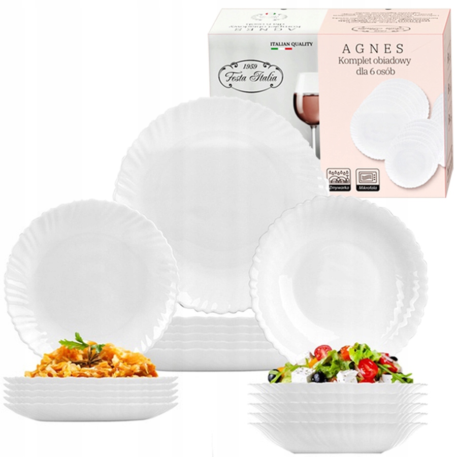 

Serwis Obiadowy 18 el komplet talerzy Szkło 6 osób