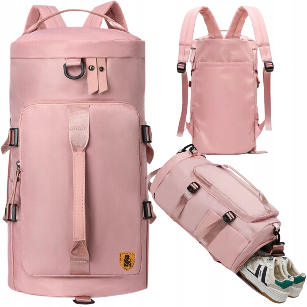 Torba Sportowa Damska Na Siłownie Treningowa Na Ramie Zmiana Plecak Różowa