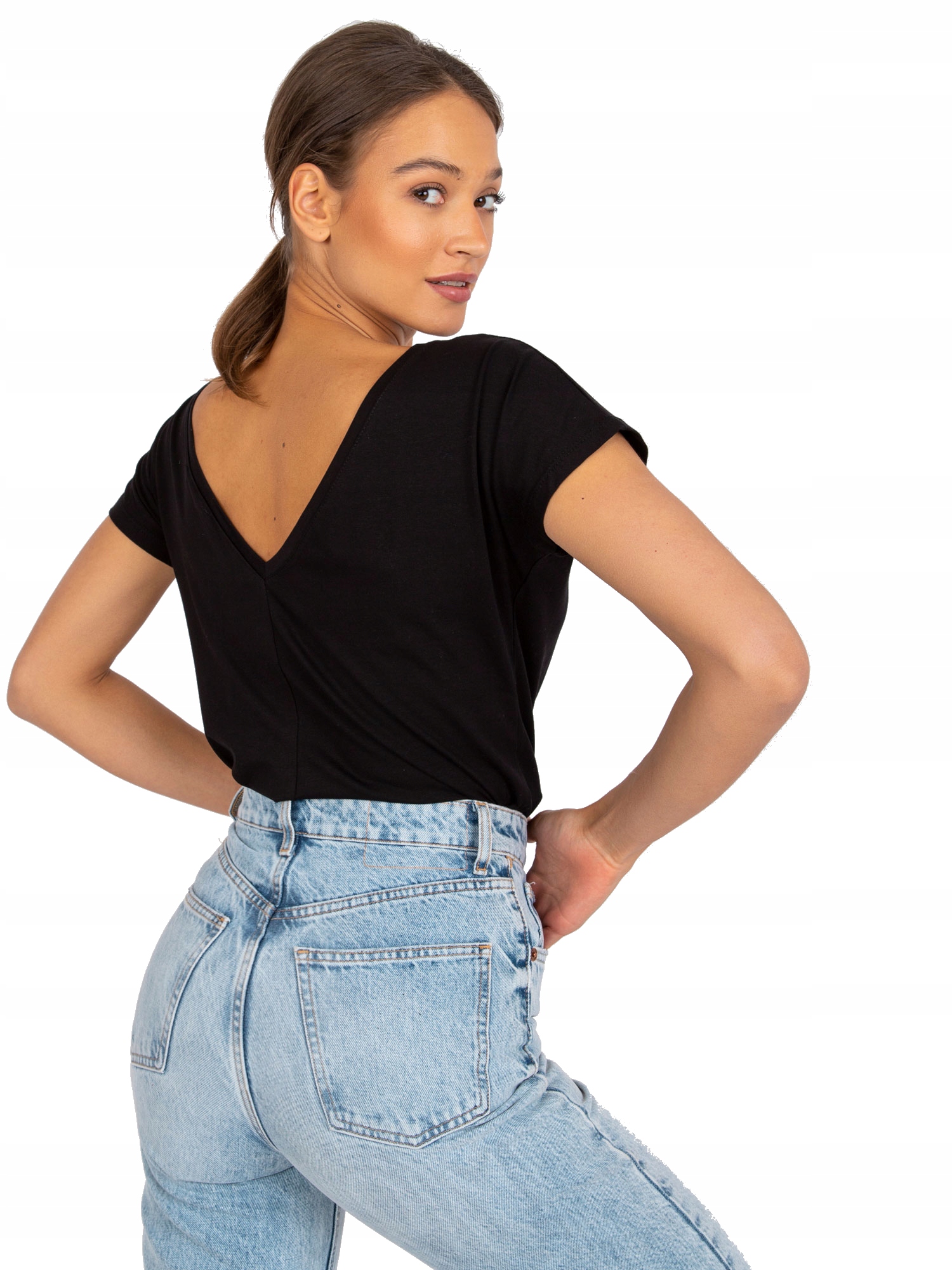 

Bluzka Gładka piękna koszulka T-shirt F46 czarna L