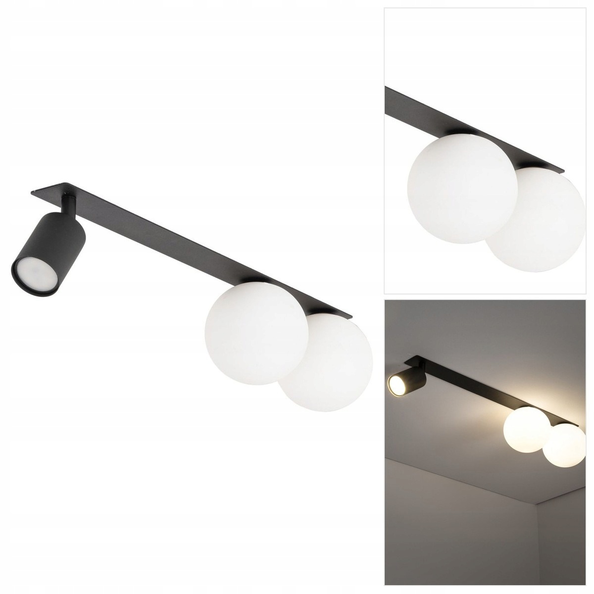 Černé stropní svítidlo Vox pro moderní bodové světlo v kuchyni Tk Lighting