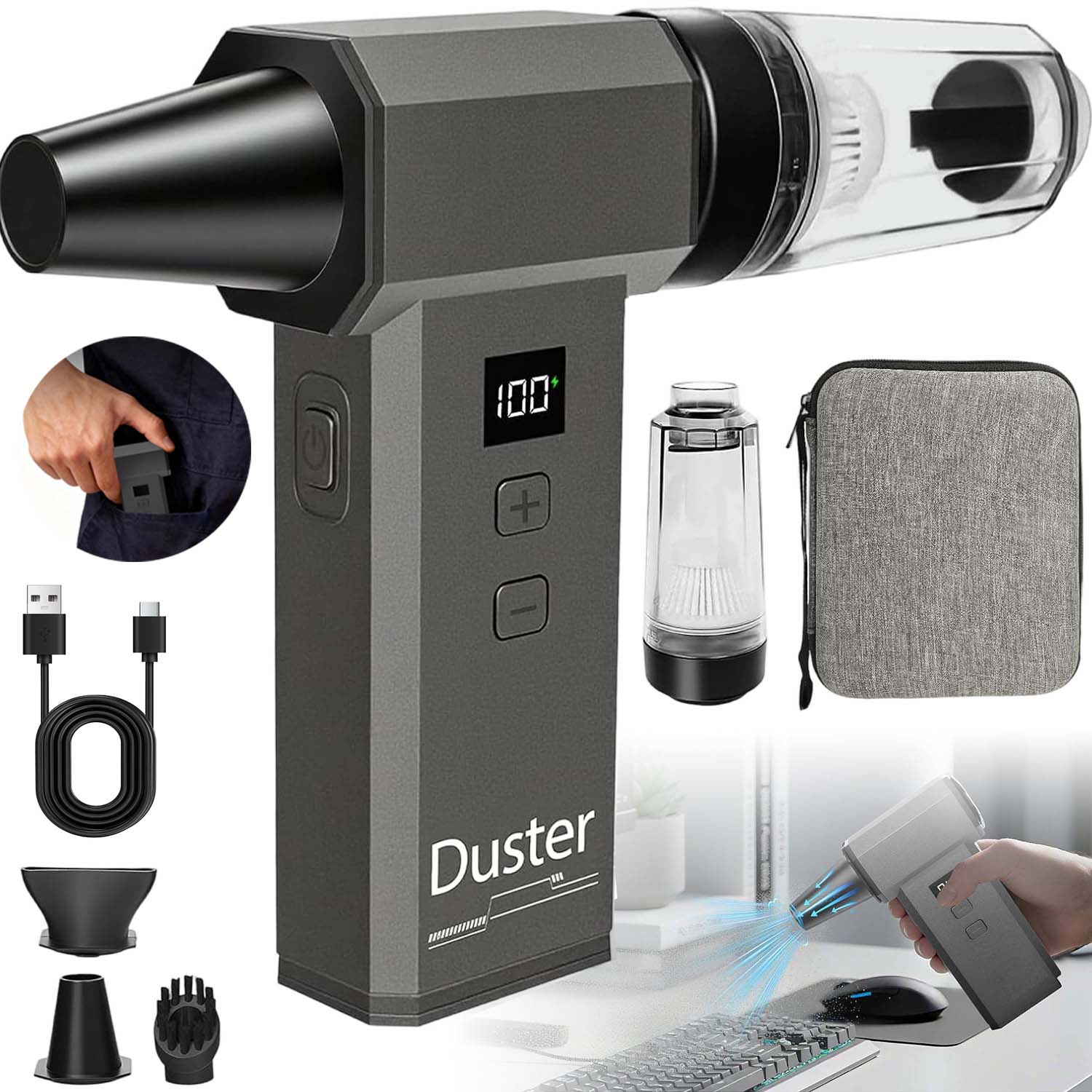 Výkonný Elektrický Foukač Stlačeného Vzduchu Kompresor Air Duster Pro Prach