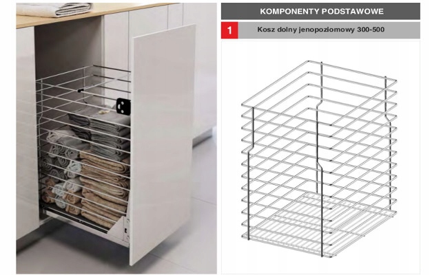 Rejs Variant Multi Spodný jednoúrovňový kôš 600 strieborný