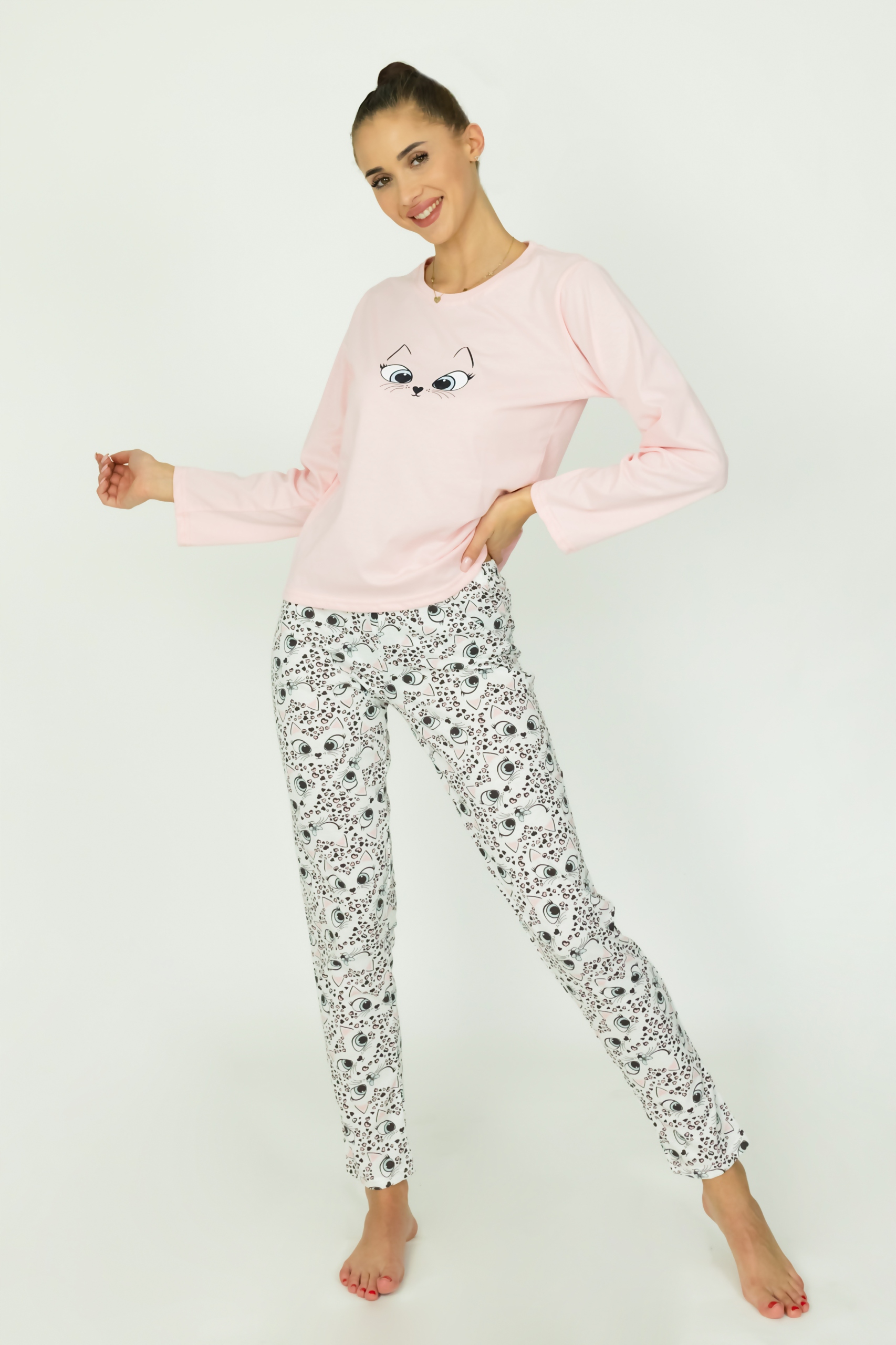 Bavlněné Dámské Pyžamo Kuba Kočičky