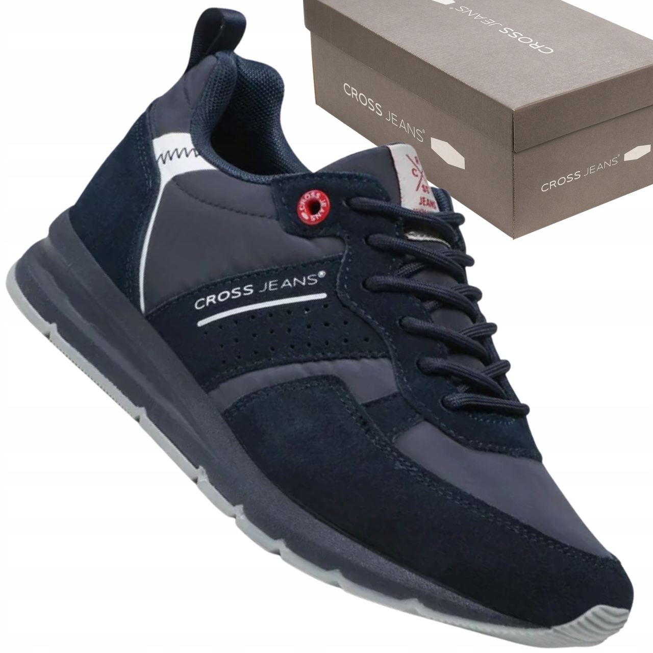 Sneakersy męskie Cross Jeans JJ1R4015C Navy stylowe buty casual na co dzi