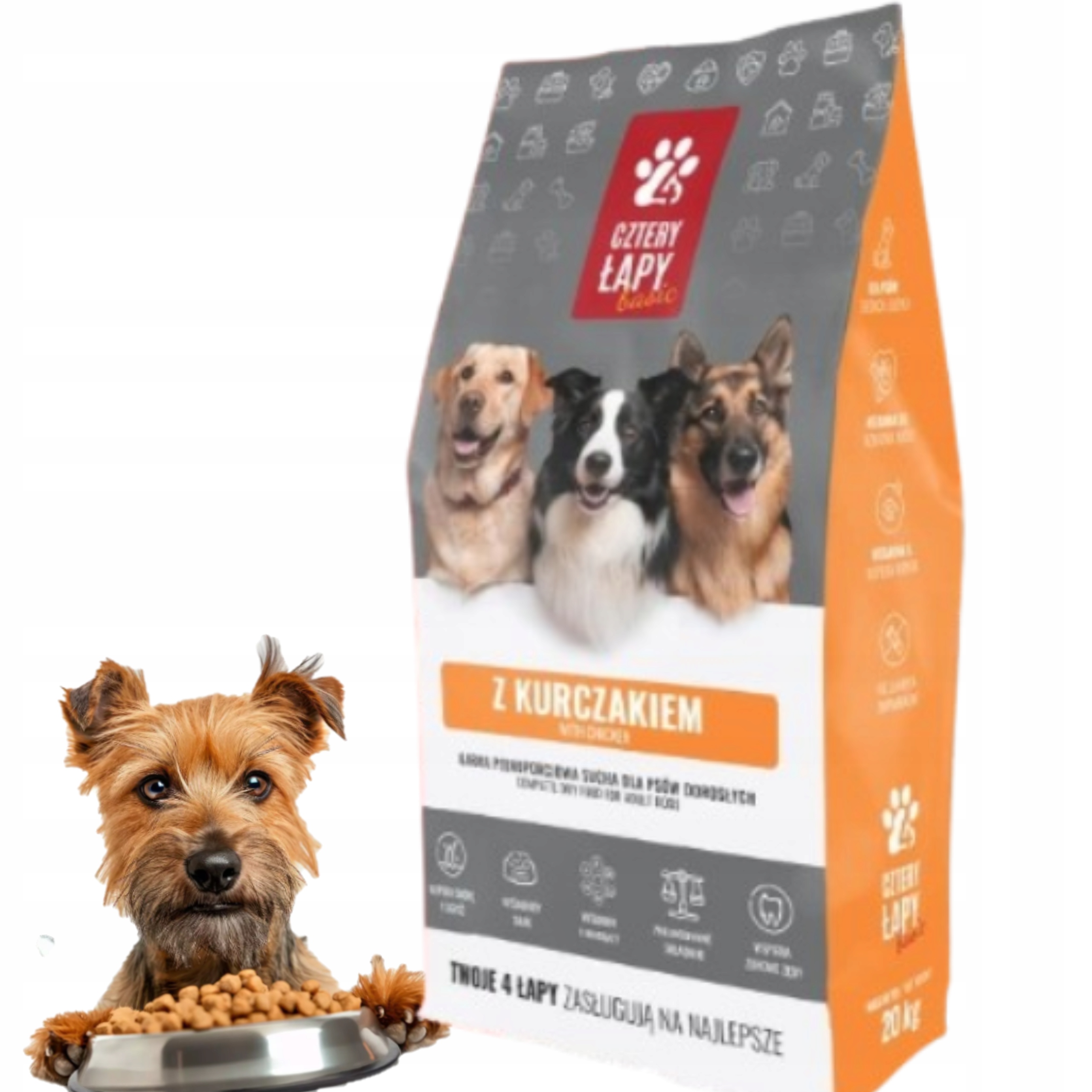 Sucha karma Cztery Łapy Basic kurczak 20 kg