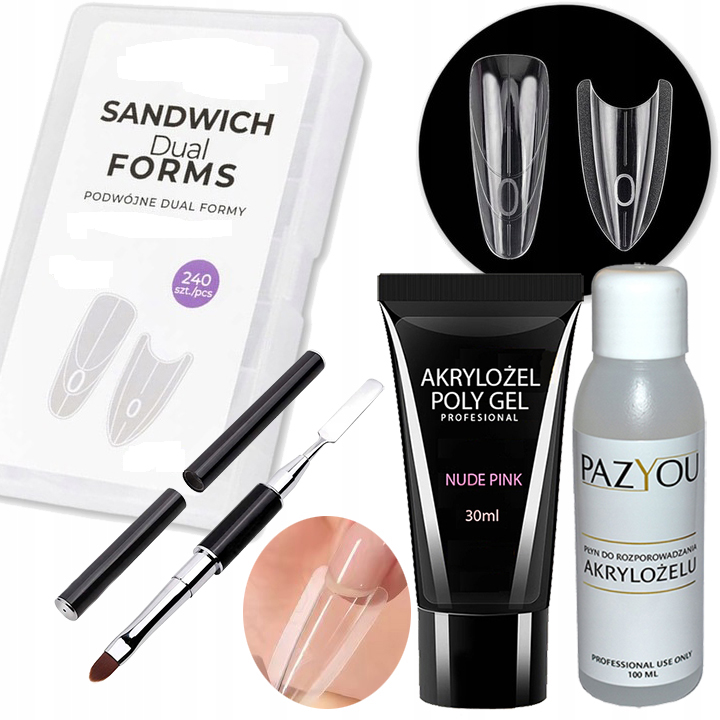 Sandwich dual formy na prodlužování 240ks Sendvičové tekuté štětce Akryložel
