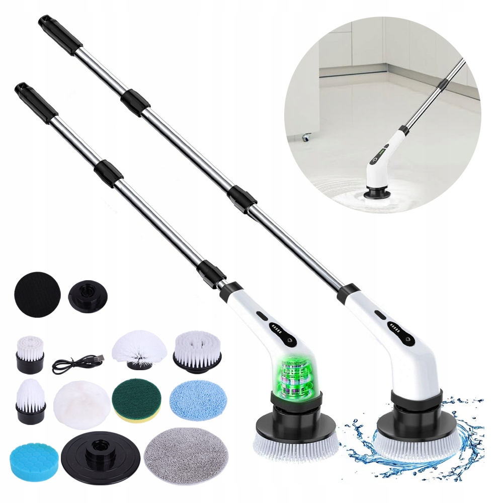 Levně Elektrický Rotační Kartáč Na Čištění 9v1 Úklidové Mytí Sada