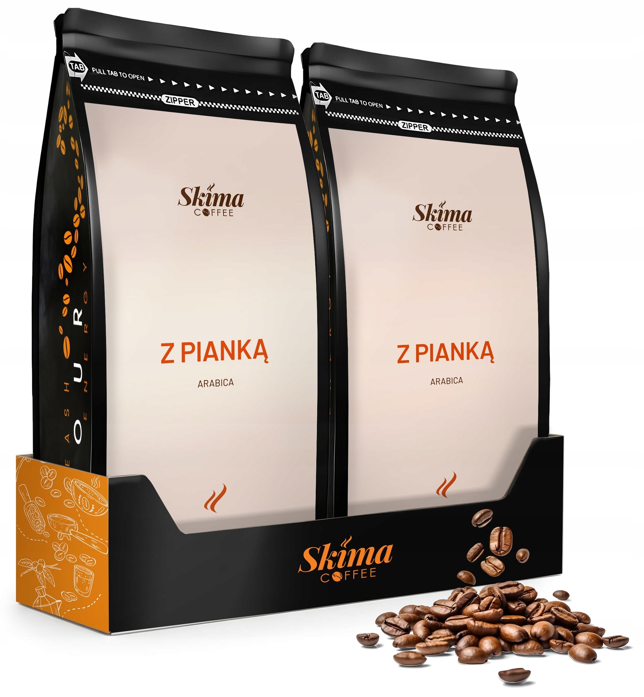 Levně Káva zrnková 1kg x2 "s Pěnou" 100% Arabica Čerstvě pražená Dárek
