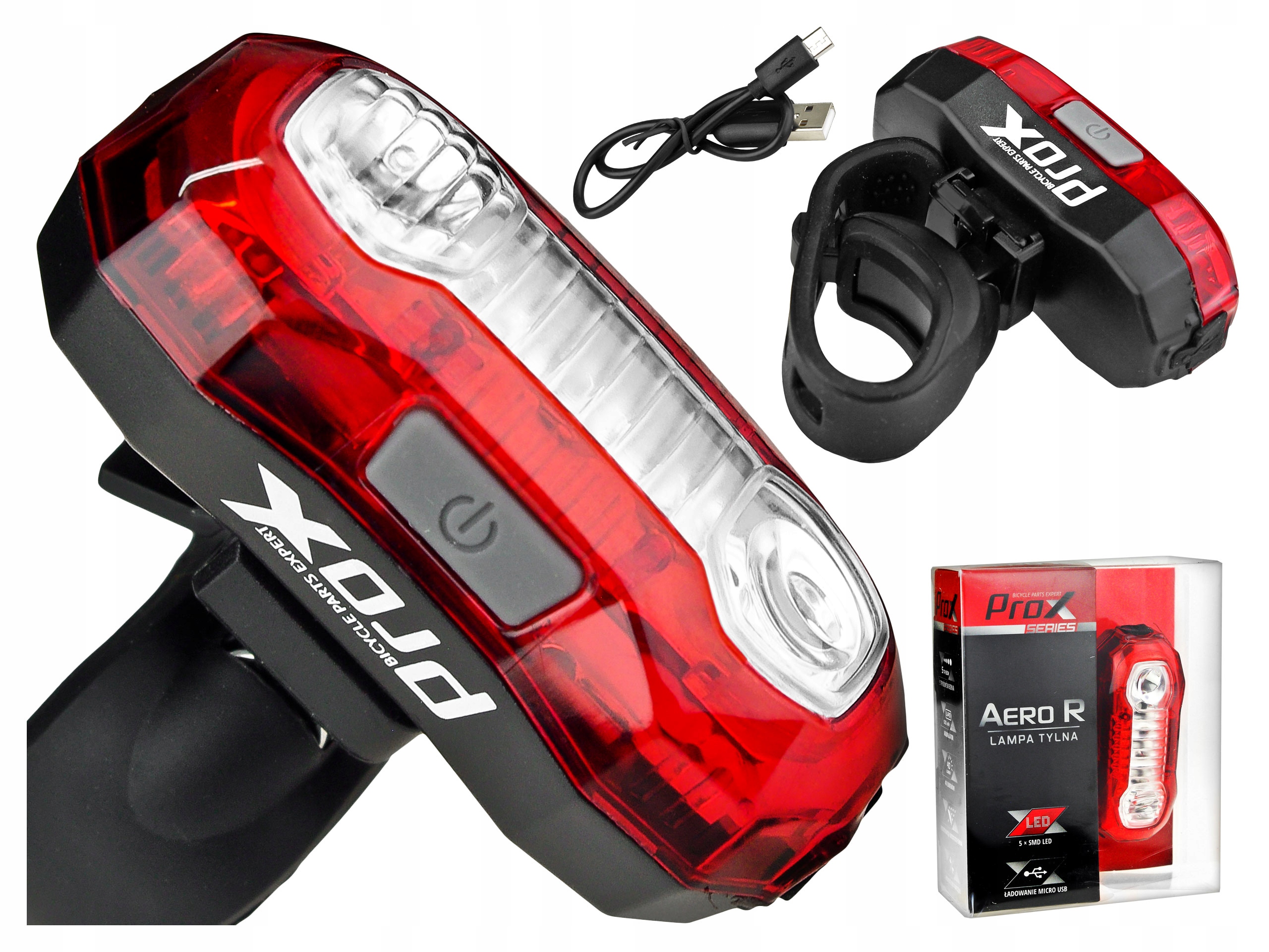 

Tylna Lampka Prox Aero R Led 5 Trybów 40 LM Usb
