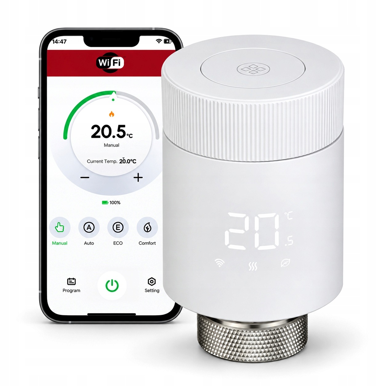 Inteligentní radiátorová hlavice Termostat Ventil s LCD Smart Home Tuya WiFi