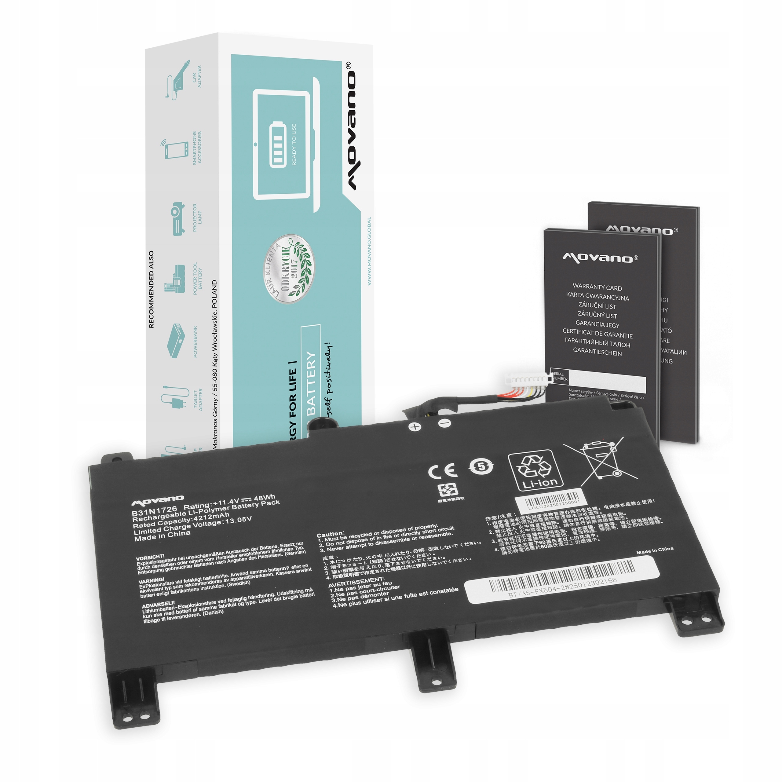 Bateria B31N1726 do Asus Tuf Gaming FX504, FX505, G531G