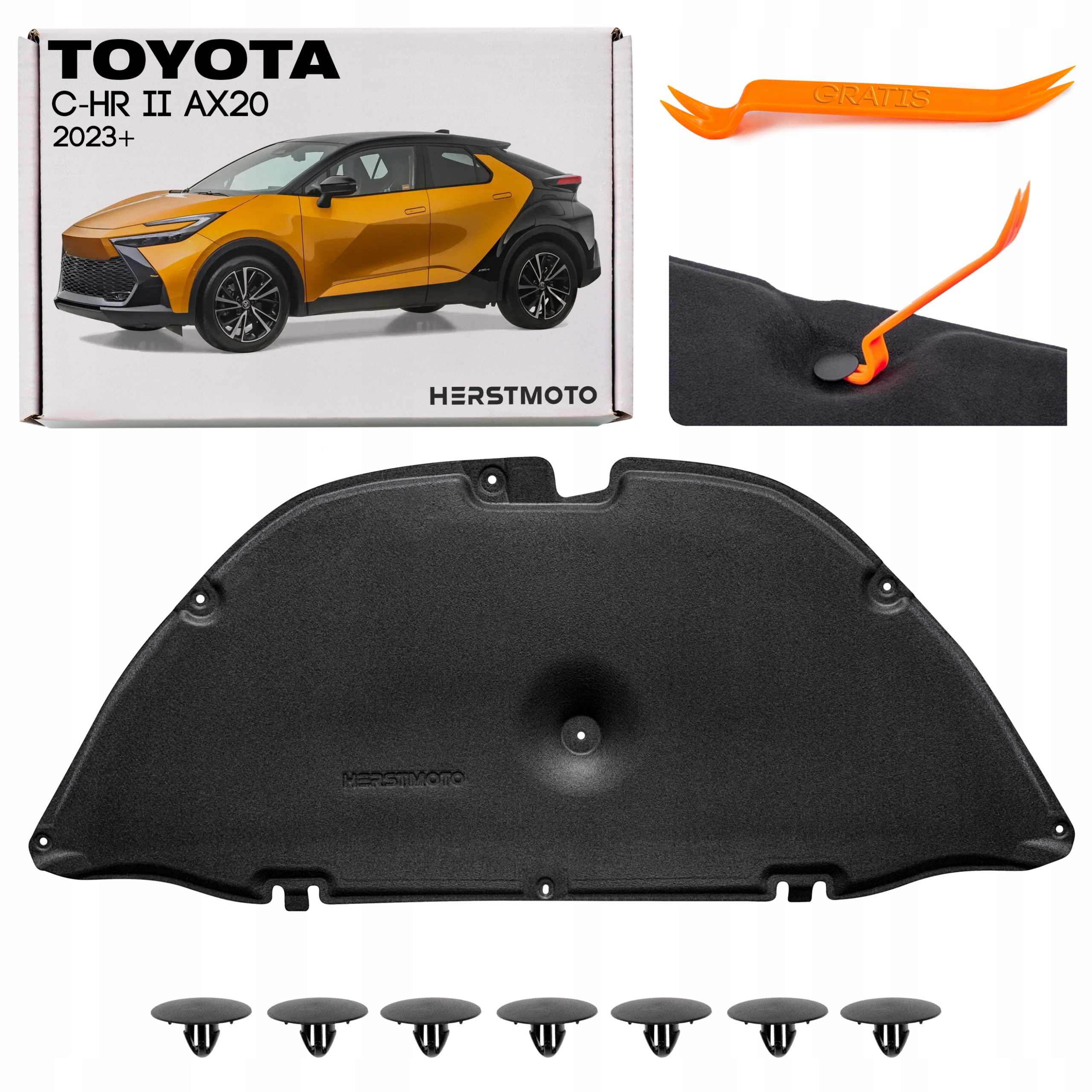 Toyota C-hr II AX20 2023+ Odhlučnění Masky S Kompletní Sadou Sponek 53341-F4050