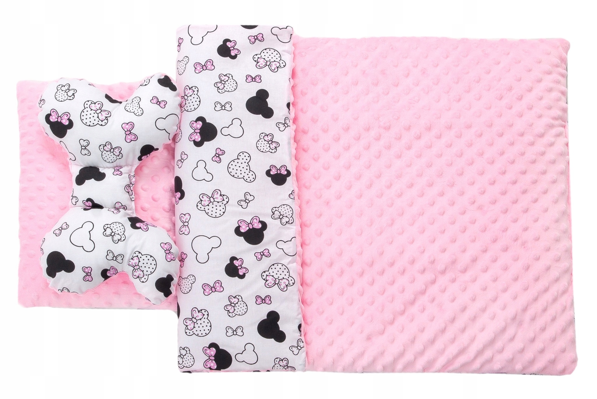 KOMPLET 3CZ. DO WÓZKA KOCYK PODUSZKA MOTYLEK MINKY