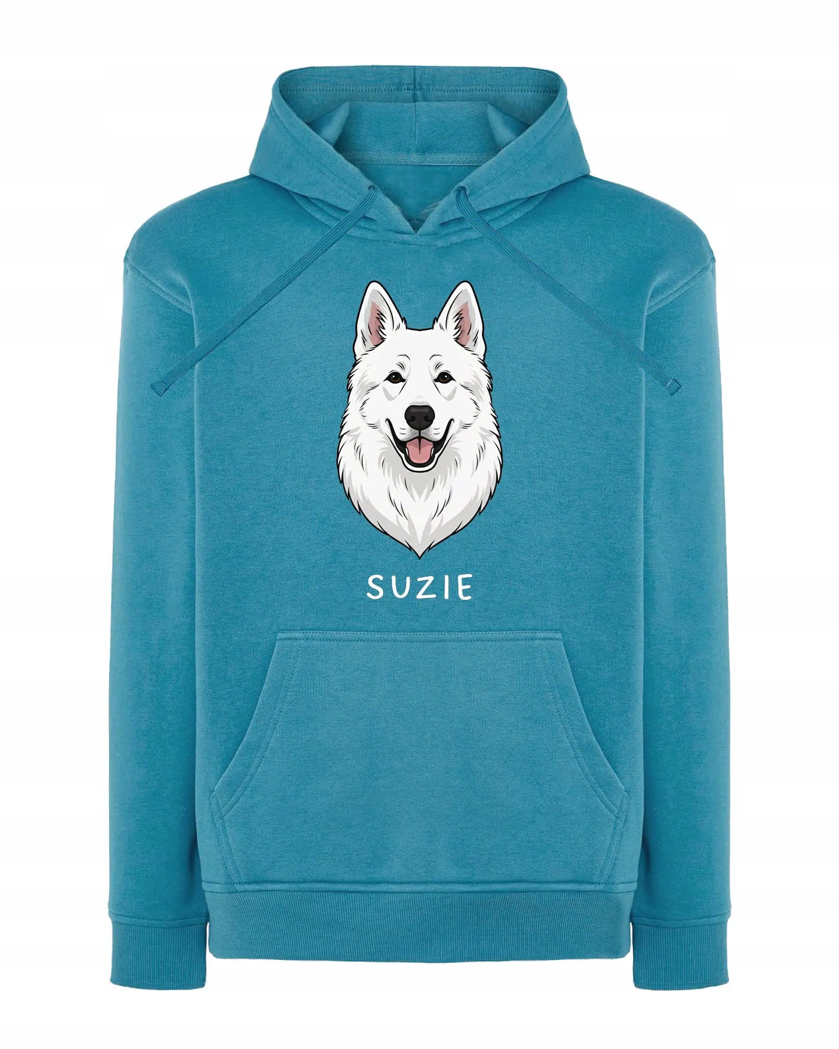 Mikina s kapucí Švýcarský ovčák Pupil Pes Světle modrá XL