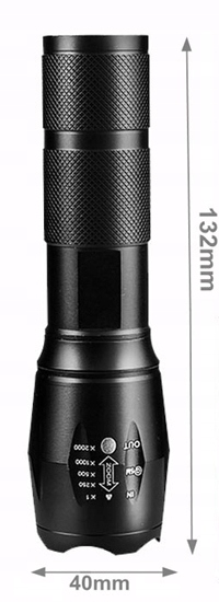 LATARKA LED TAKTYCZNA Z ZOOMEM ALUM USB Powerbank Źródło światła LED