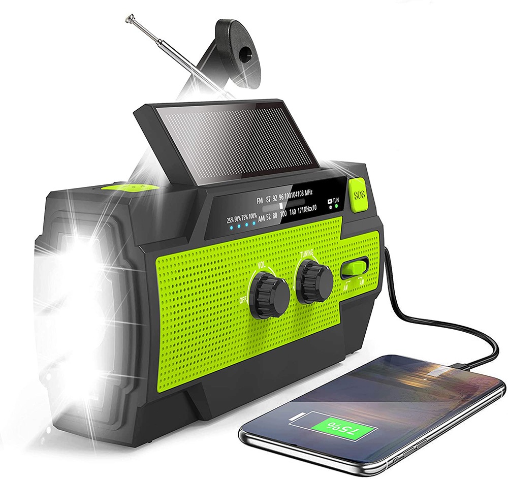 Přenosné solární rádio Crank Radio Am Fm Dynamo Led svítilna 4000 mAh