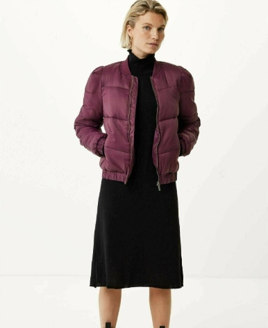 Mexx Dámská Prošívaná Bunda Bomber Bordó Na Zip XL J9B