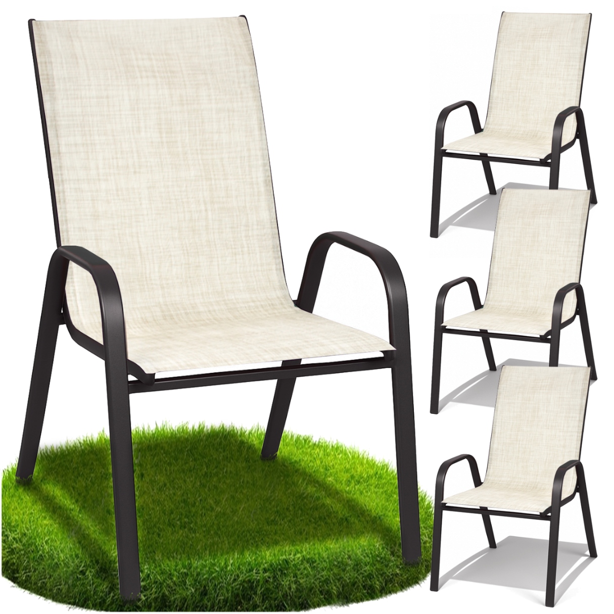 Zahradní kovová terasová židle balkon terasa sada 4 silných židlí