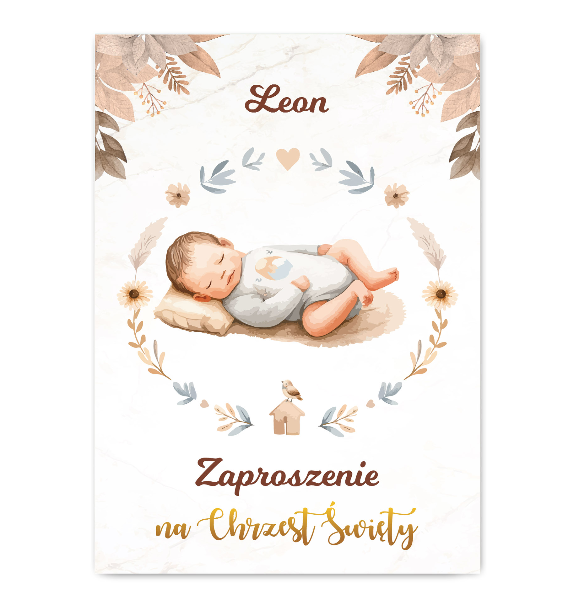 Zaproszenia na CHRZEST Święty Imię personalizacja