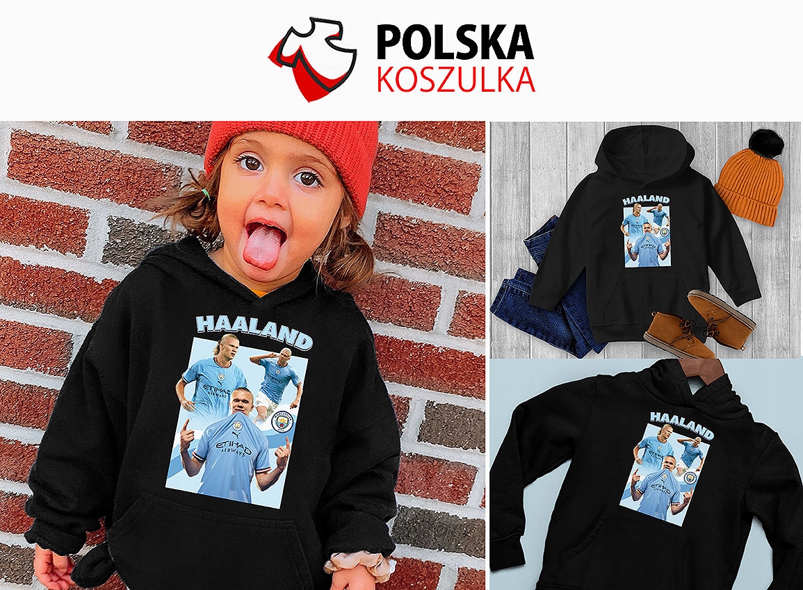 BLUZA Z KAPTUREM DZIECIĘCA DLA DZIECI ERLING BRAUT HAALAND 128 JAKOŚĆ Marka Inna marka