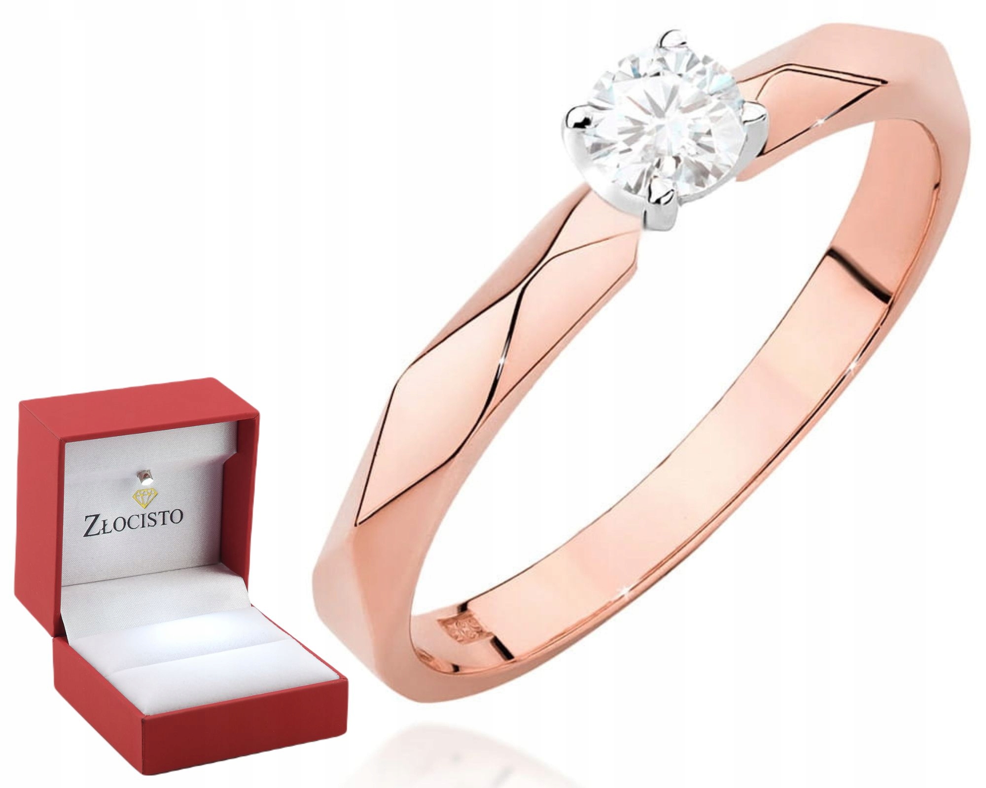 Růžové Zlato Prstýnek S Briliantem Gravírování 585 Dárek