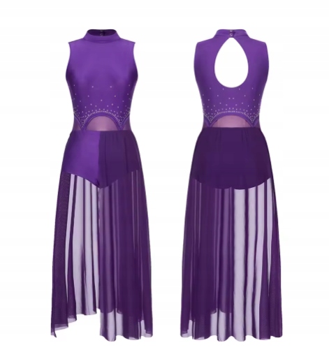 Sukienka Damska Do Tańca Do Baletu Body Strój Fioletowa Tutu S 2603