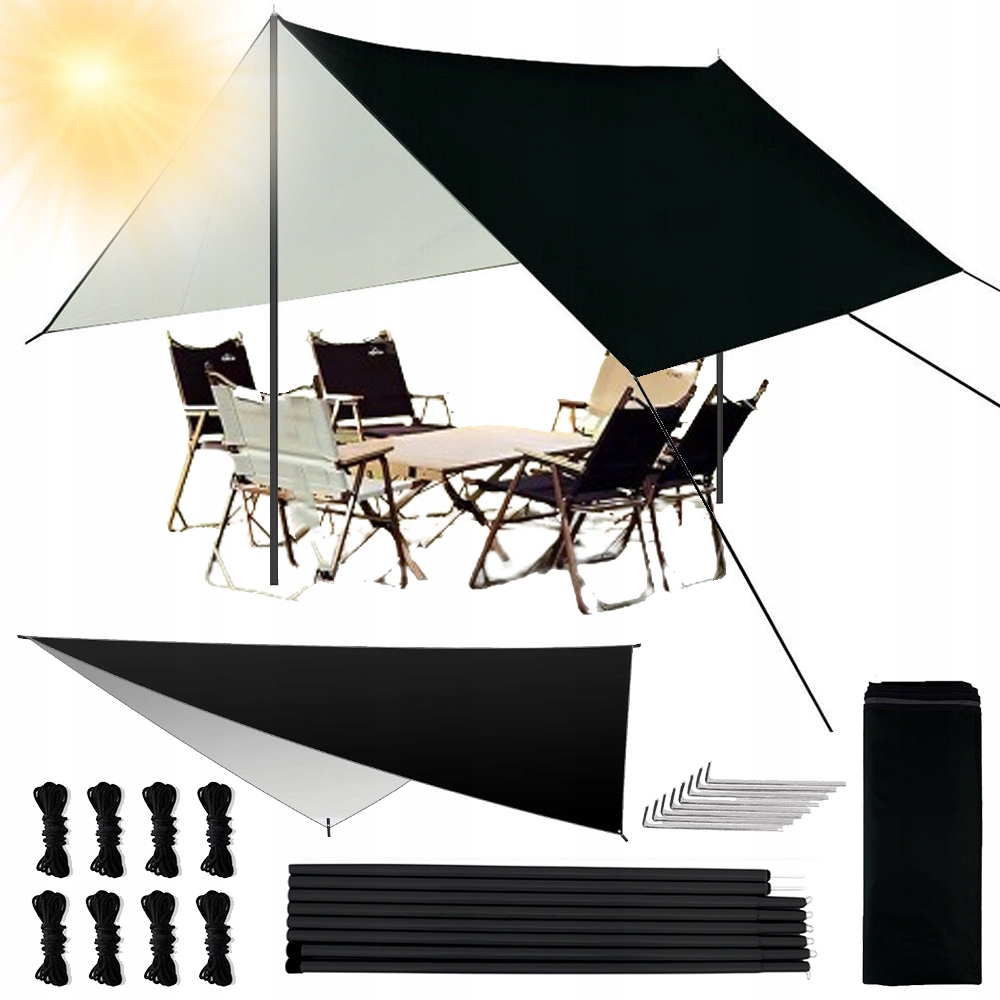 Plachtová Markýza Pro 3-4 Osoby Pikniková Podložka Na Stan Anti-uv 3*3M