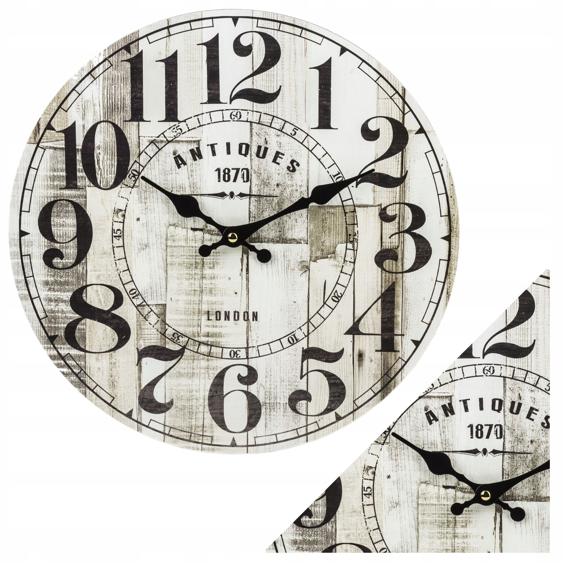 

Zegar Na Ścianę Ścienny Kuchenny Biały Retro Ø34cm