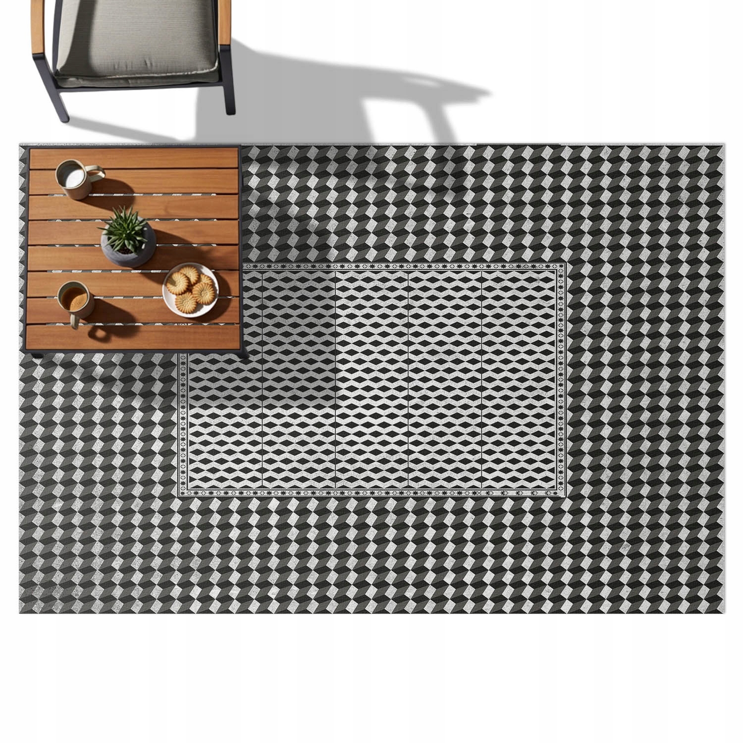 Vinylový Koberec Vnější odolný vůči atmosférickým podmínkám 3D vzor 140x210