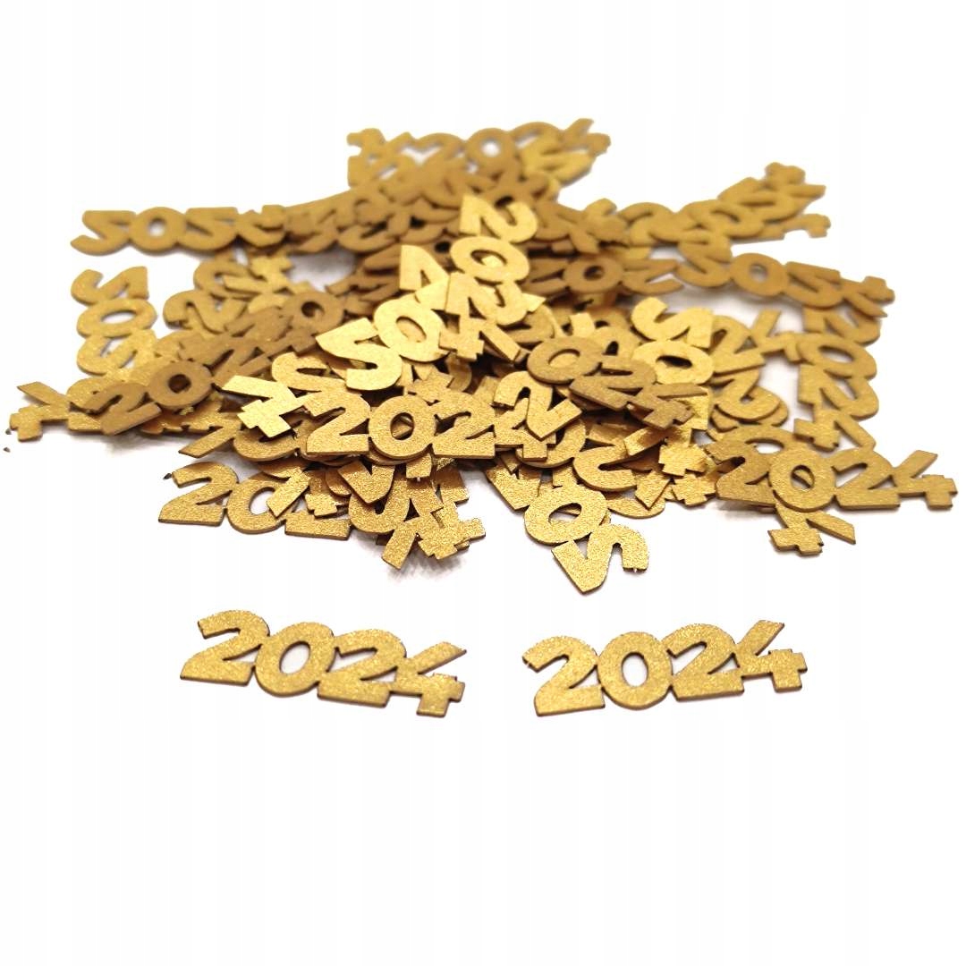 KONFETTI papierowe NOWY ROK 2024 złote SYLWESTER 1opak