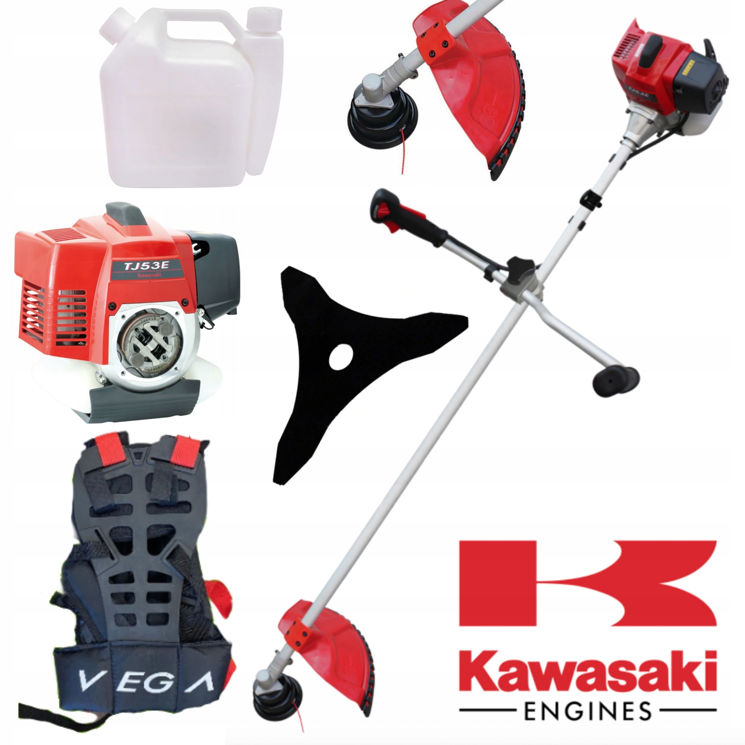 Kosa Spalinowa Kawasaki TJ53E 3KM Vega VK53 Szelki Tarcza Żyłka Mocna