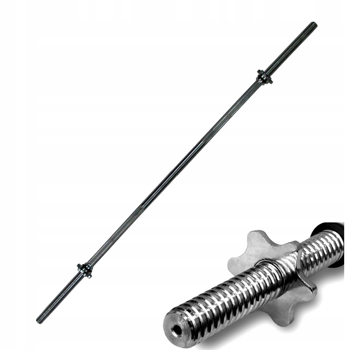 GRYF PROSTY 120cm GWINTOWANY SZTANGA 28mm ZACISKI